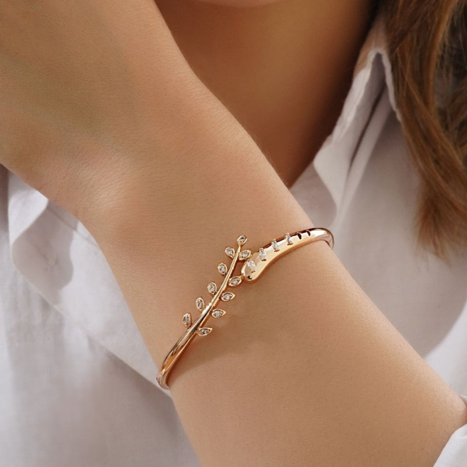 خرید و قیمت دستبند النگویی برگ - Leaf-bangle-bracelet